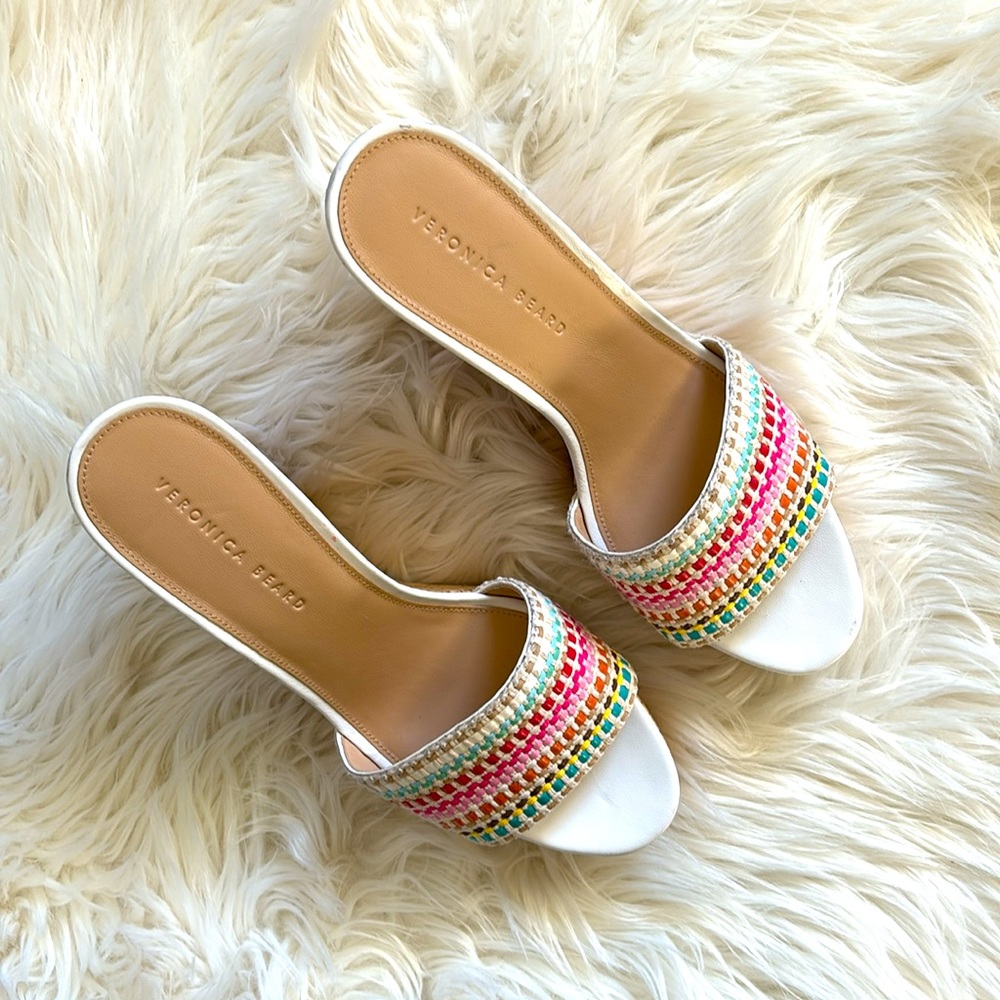 Veronica Beard NWOB Dali Raffia Wedge Sandals Snow Multi 11 - Picture 3 of 12